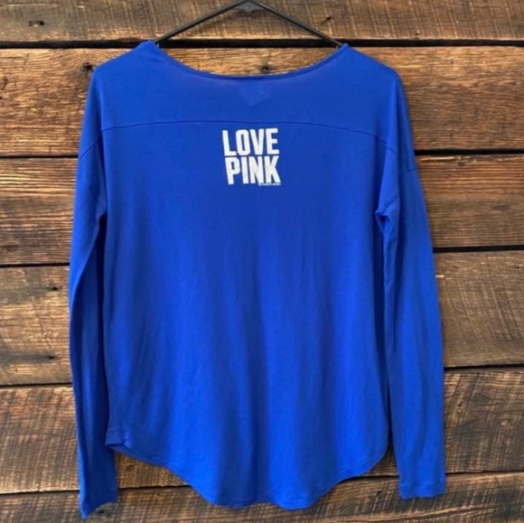 VS VICTORIA SECRET PINK COLTS OFF SHOULDER LIGHTWEIGHT OVERSIZED TOP FOIL BLING - Picture 2 of 4